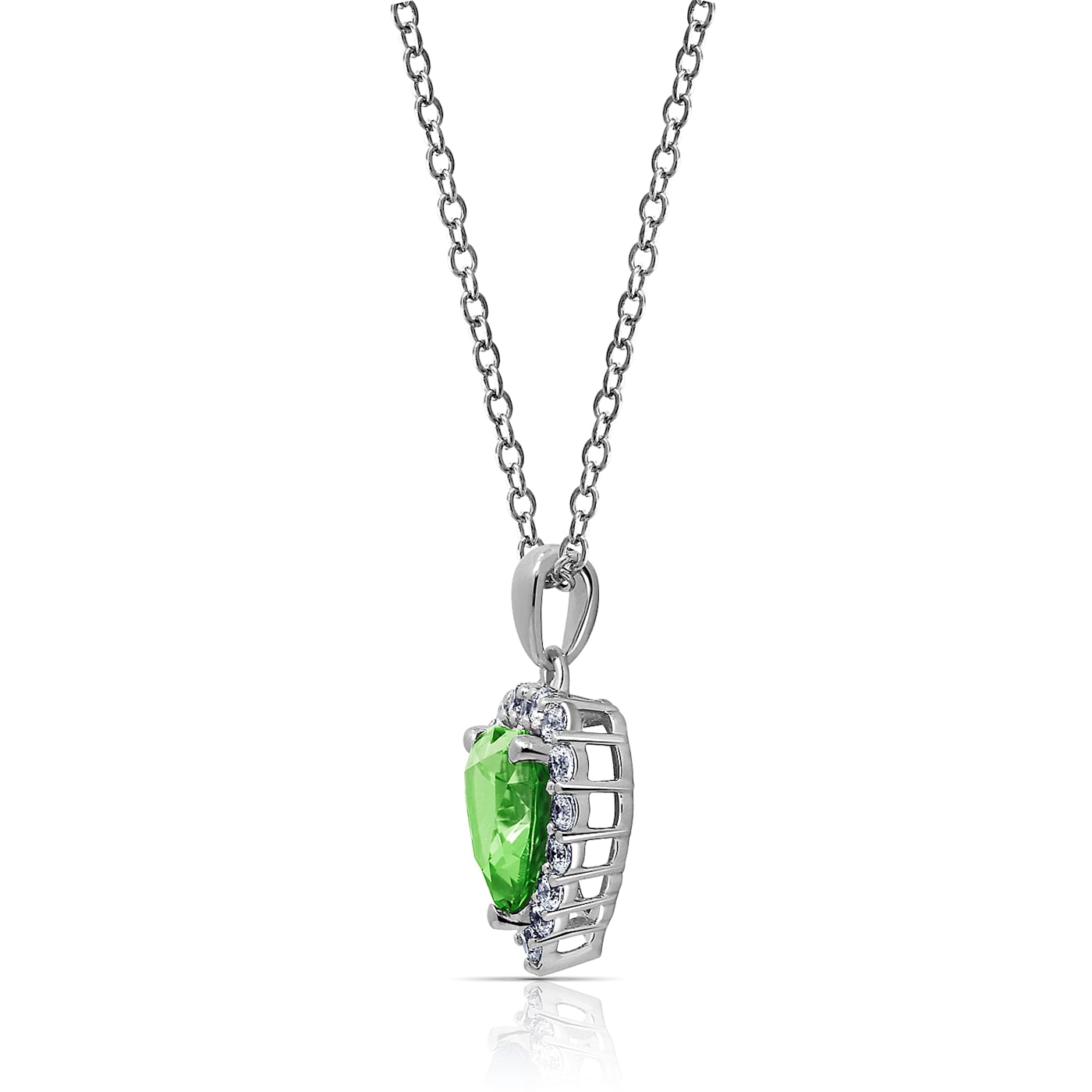 J'ADMIRE Peridot Simulant Platinum Over Sterling Silver