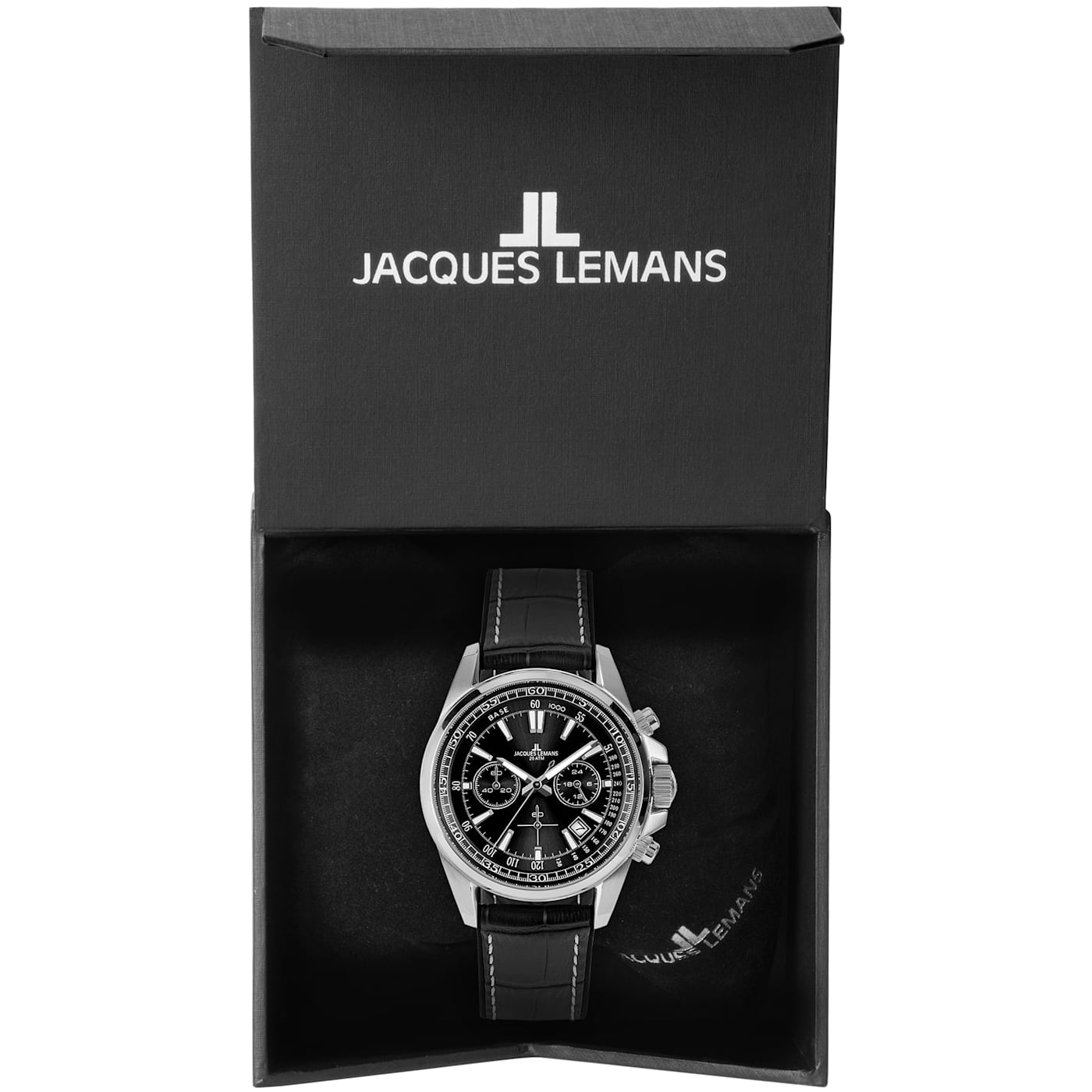 JACQUES LEMANS Men's Sport Watch with Leather/Stainless