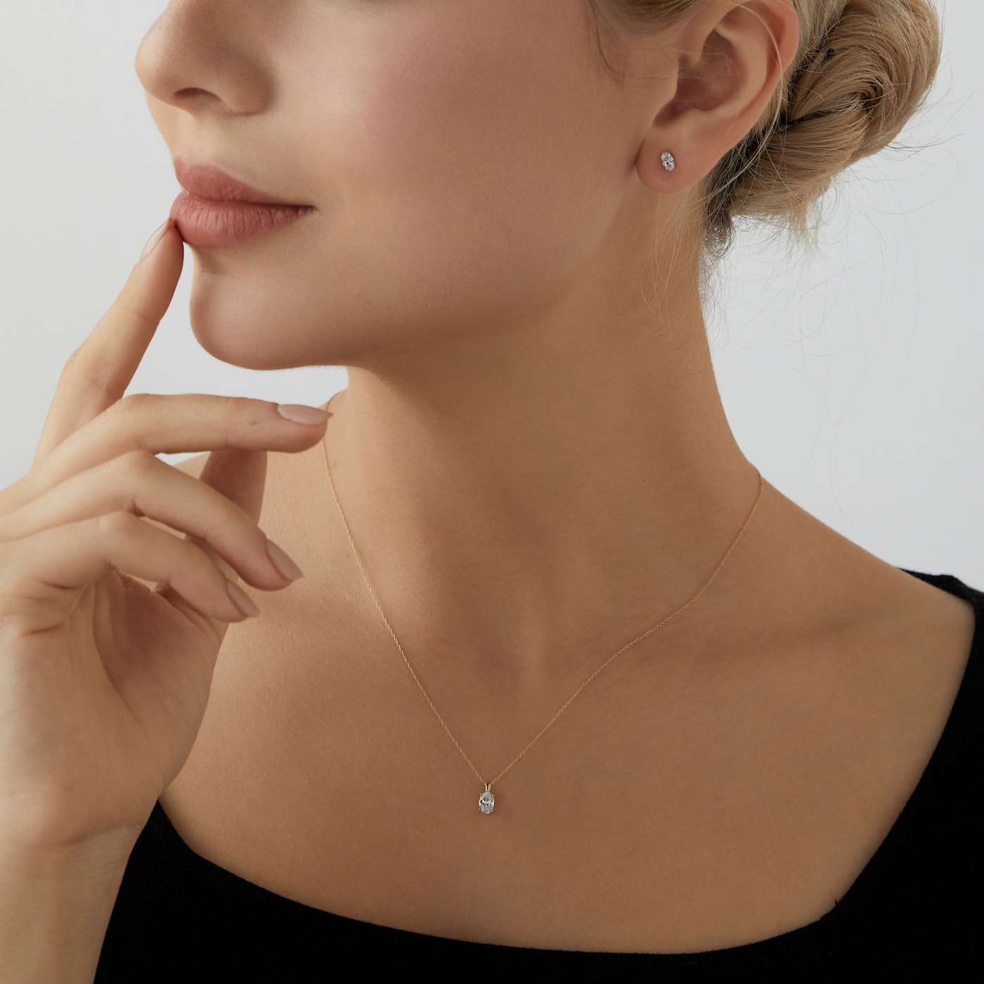 LUXGEM 14K Yellow Gold Oval Cut Pendant Necklace | 0.5 Carat