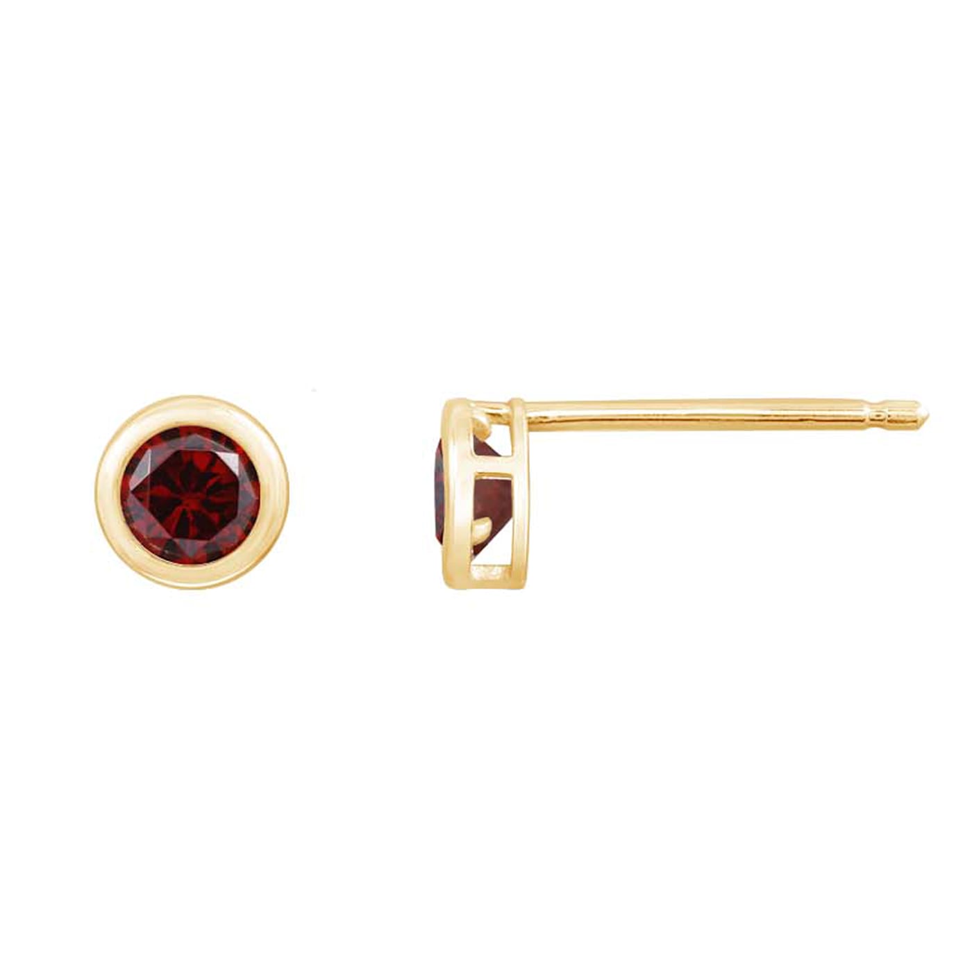 LUXGEM 10K Yellow Gold Solitaire January Birthstone Earrings | 0.25 Carat  Garnet Simulant - 1CBFDA