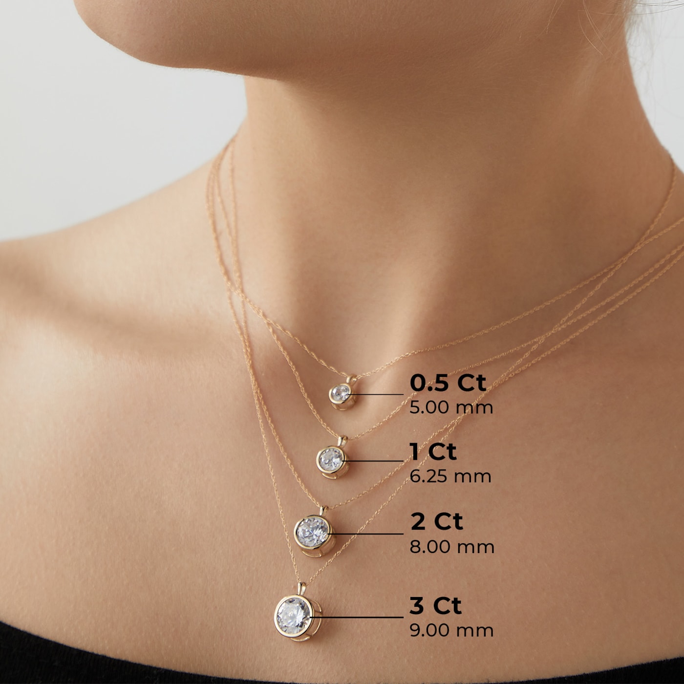 LUXGEM 14K White Gold Bezel Round Cut Pendant Necklace | 1 LUXGEM 14K White Gold Bezel Round Cut Pendant Necklace | 1
