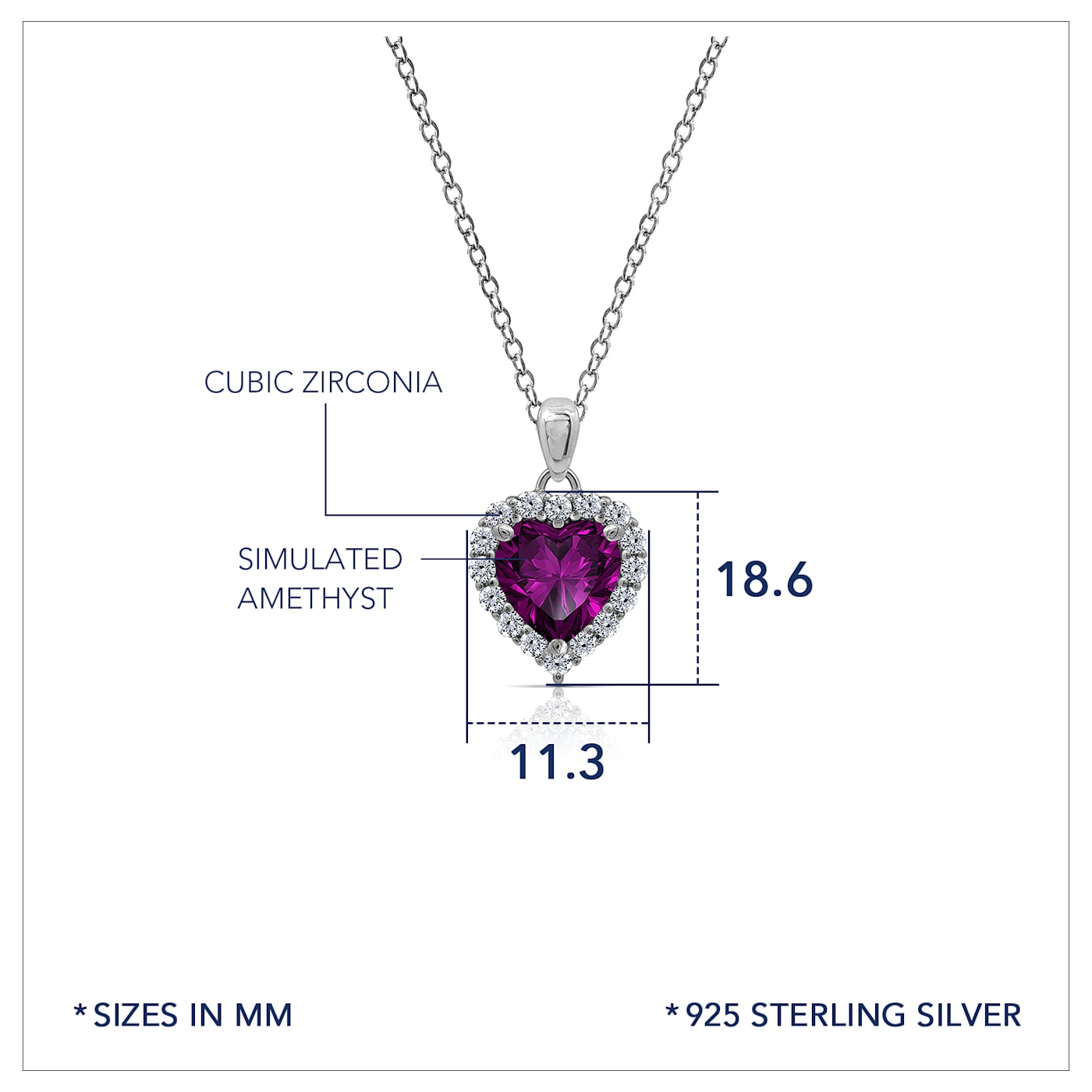 J'ADMIRE Amethyst Simulant Platinum Over Sterling Silver