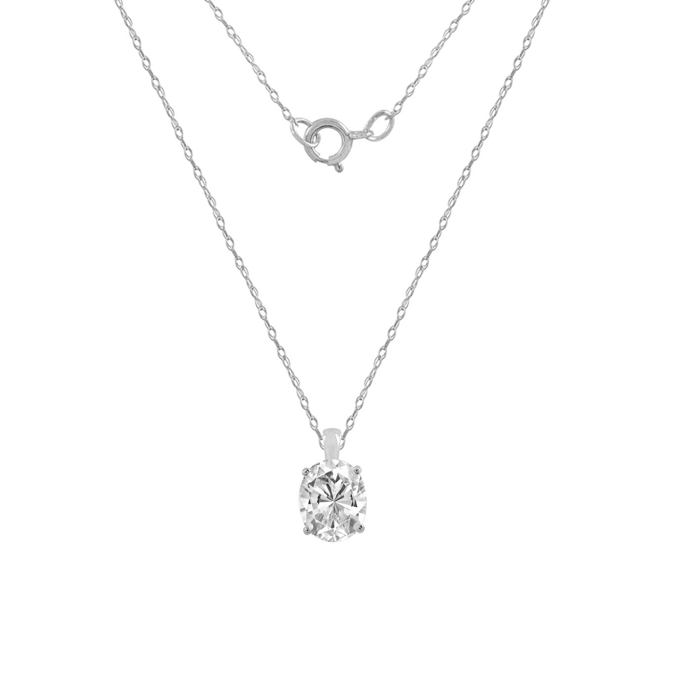 Cubic zirconia solitaire pendant discount necklace white gold