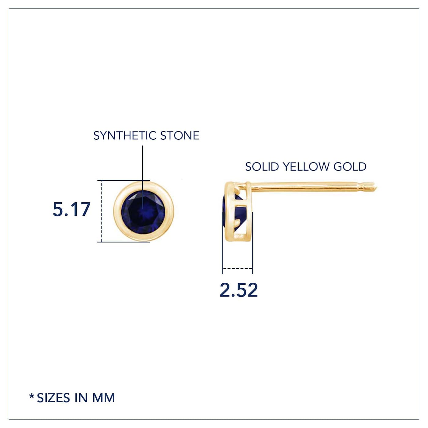 LUXGEM 10K Yellow Gold Solitaire September Birthstone