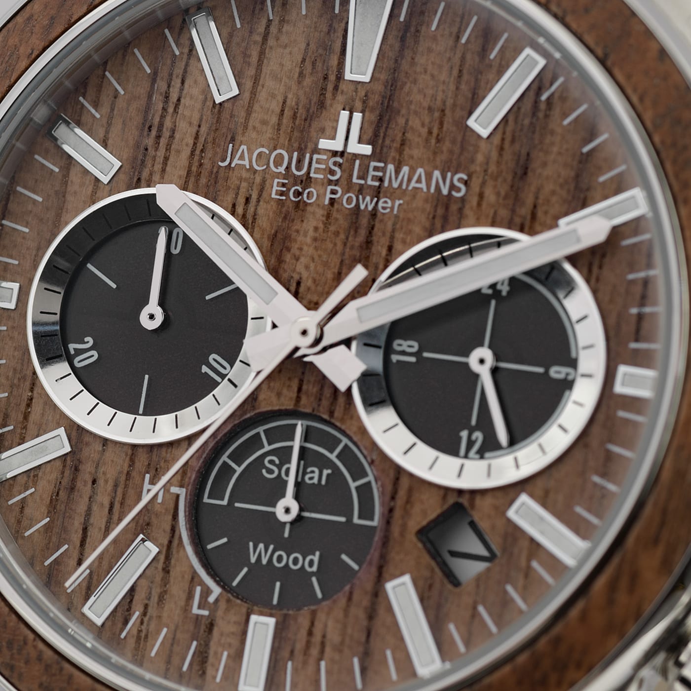 JACQUES LEMANS Eco Power Men's Watch w/Vegan Leather Band and Stainless  Strap, Chronograph 1-2115 - 155Z3A
