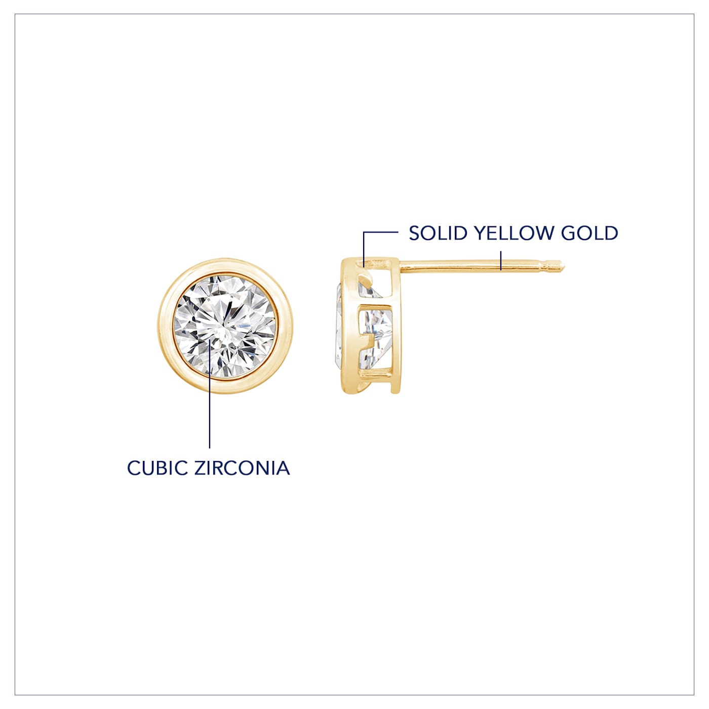 LUXGEM 14K Yellow Gold Bezel Round Cut Studs | 0.5 Carat LUXGEM 14K Yellow Gold Bezel Round Cut Studs | 0.5 Carat