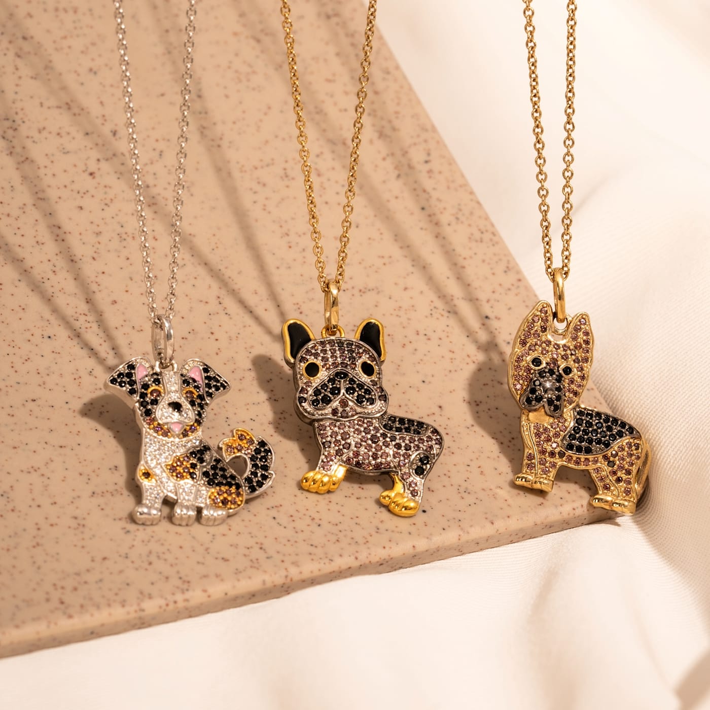 J ADMIRE 14K Yellow Gold Plated Sterling Silver French Bulldog Puppy Pendant Necklace 134RQA