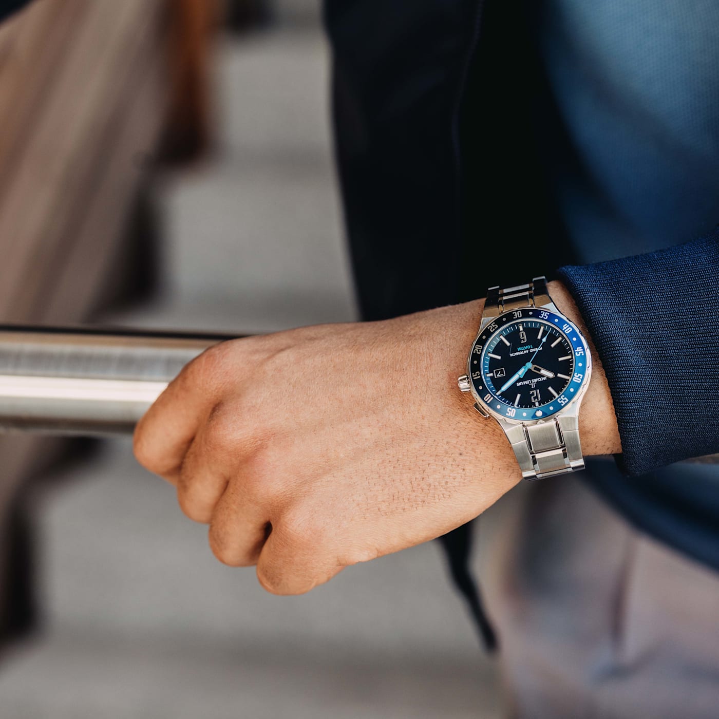 Jacques lemans blue watch discount
