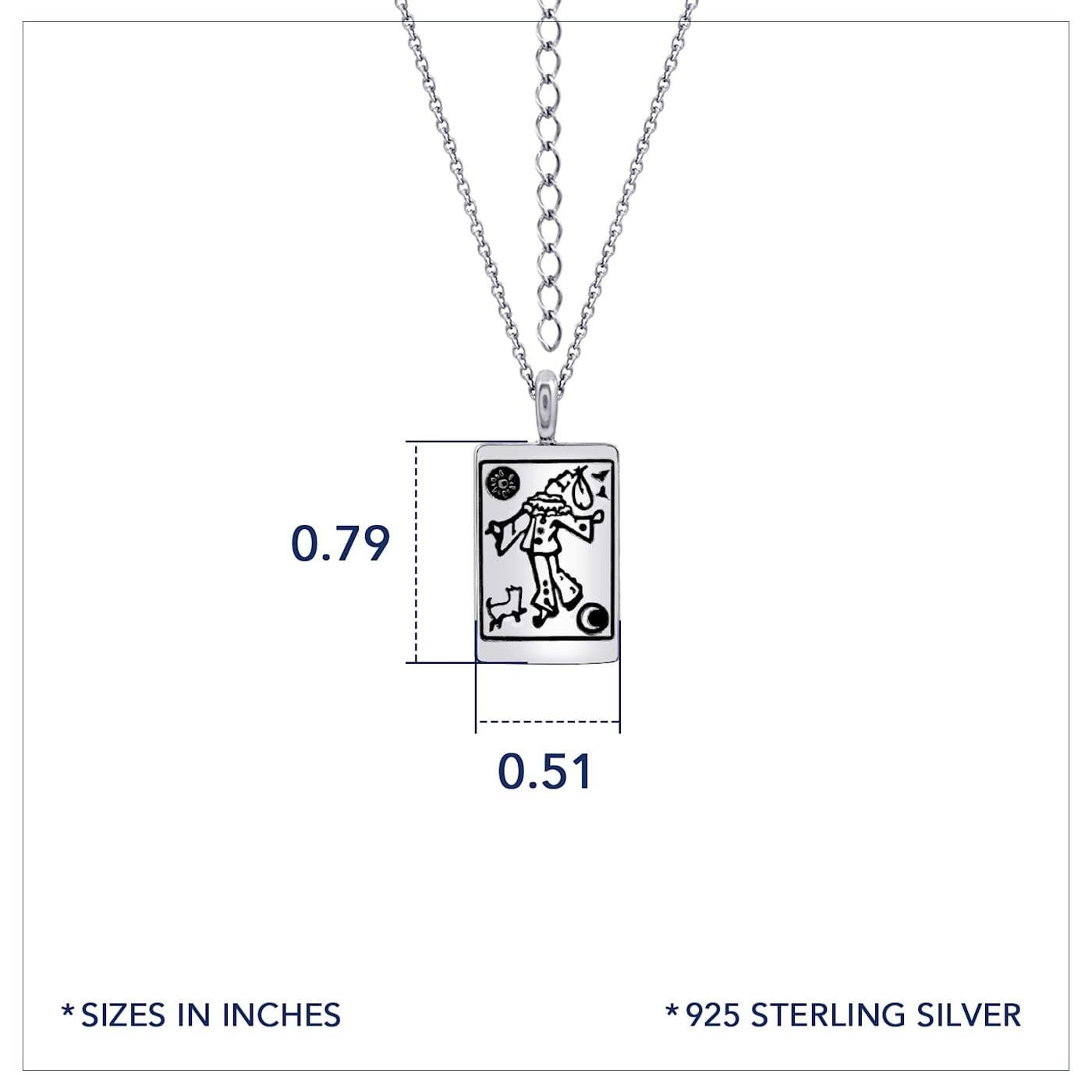 J'ADMIRE Platinum 950 Over Sterling Silver Tarot Card The