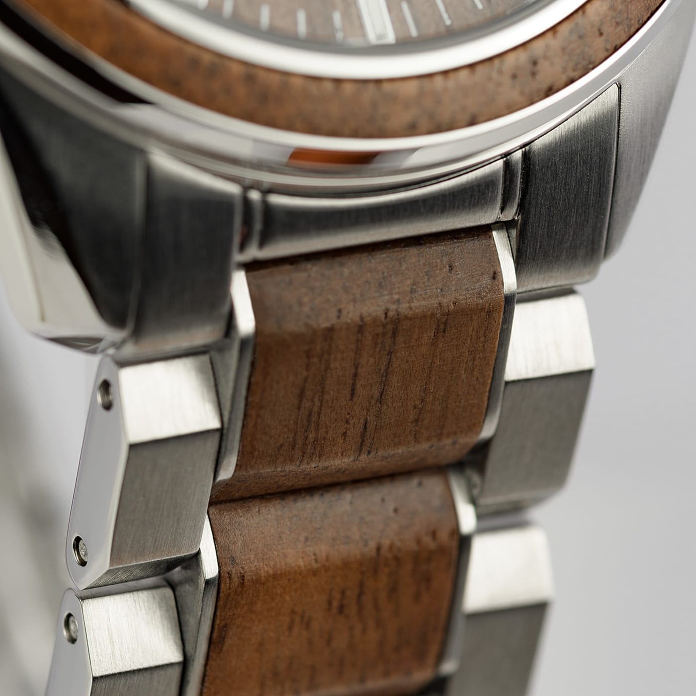 Wood Solid Steel / Strap JACQUES with Men\'s Watch - Stainless Inlay Eco LEMANS 1DG30A 1-2116 Power