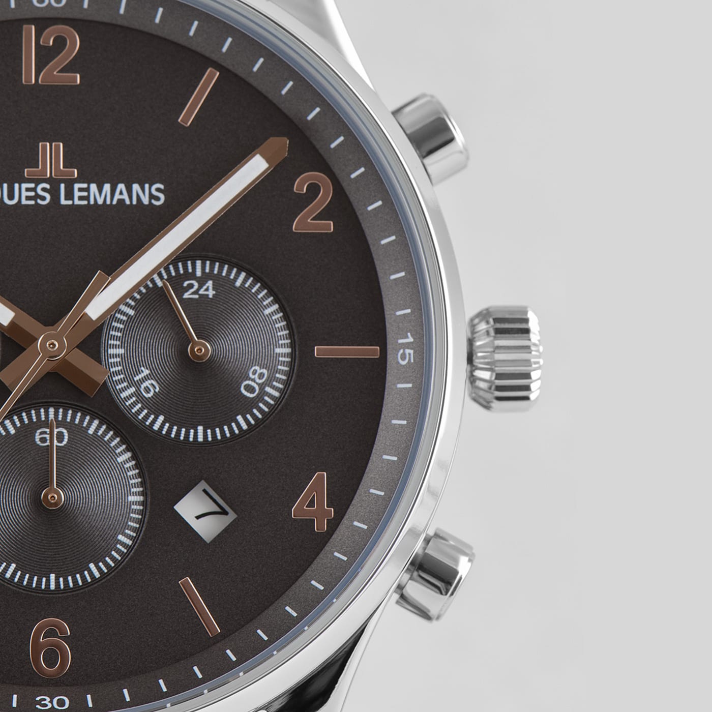 JACQUES LEMANS Classic Men's Watch with Leather Strap, Solid Stainless  Steel, Chronograph, 1-2126 - 1L4MTA