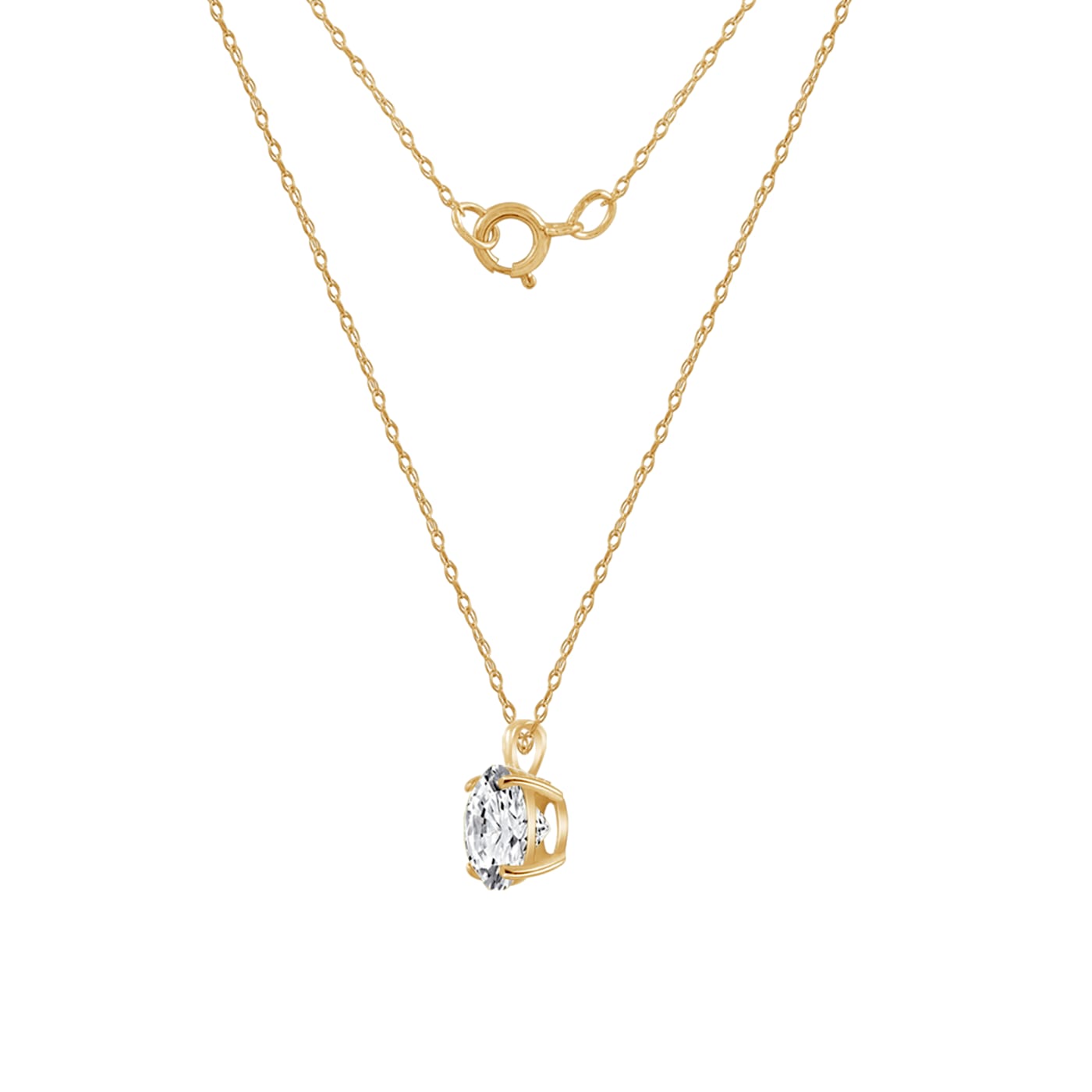 LUXGEM 14K Yellow Gold Round Cut Pendant Necklace | 0.5