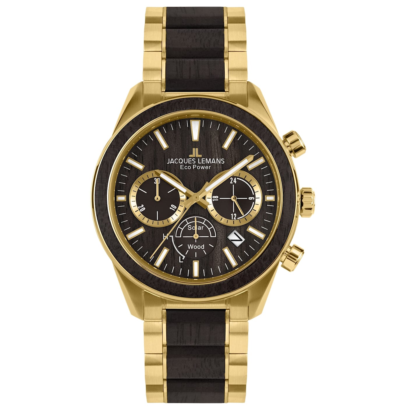 JACQUES LEMANS Eco Power Men s Watch with Stainless Steel Wood