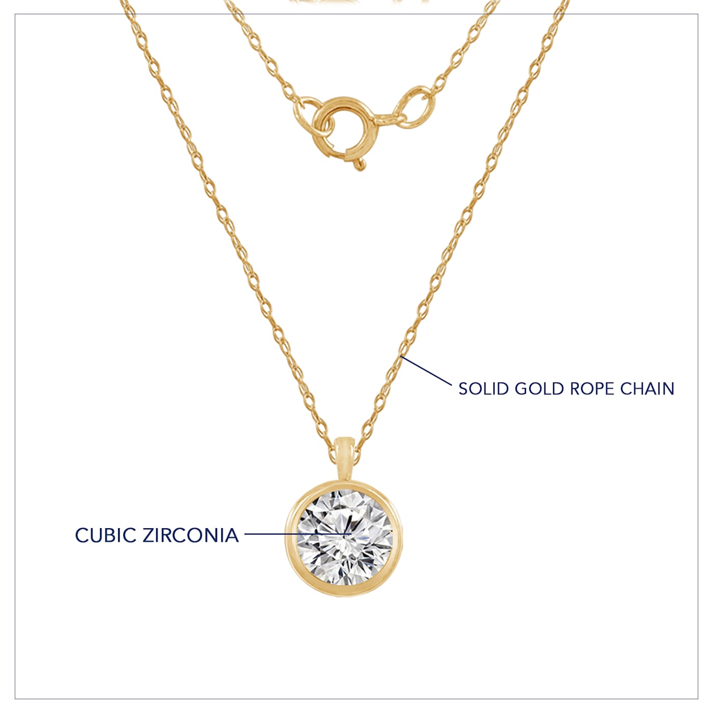 Cubic zirconia bezel necklace clearance