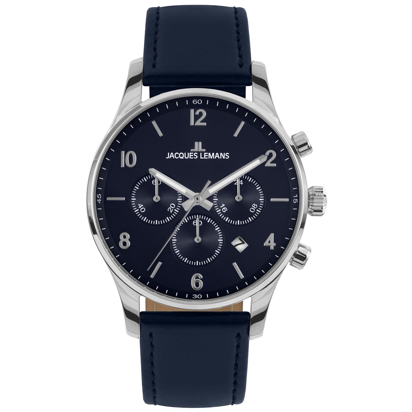 JACQUES LEMANS Classic Men's Watch with Leather Strap, Solid Stainless  Steel, Chronograph, 1-2126 - 193K0A