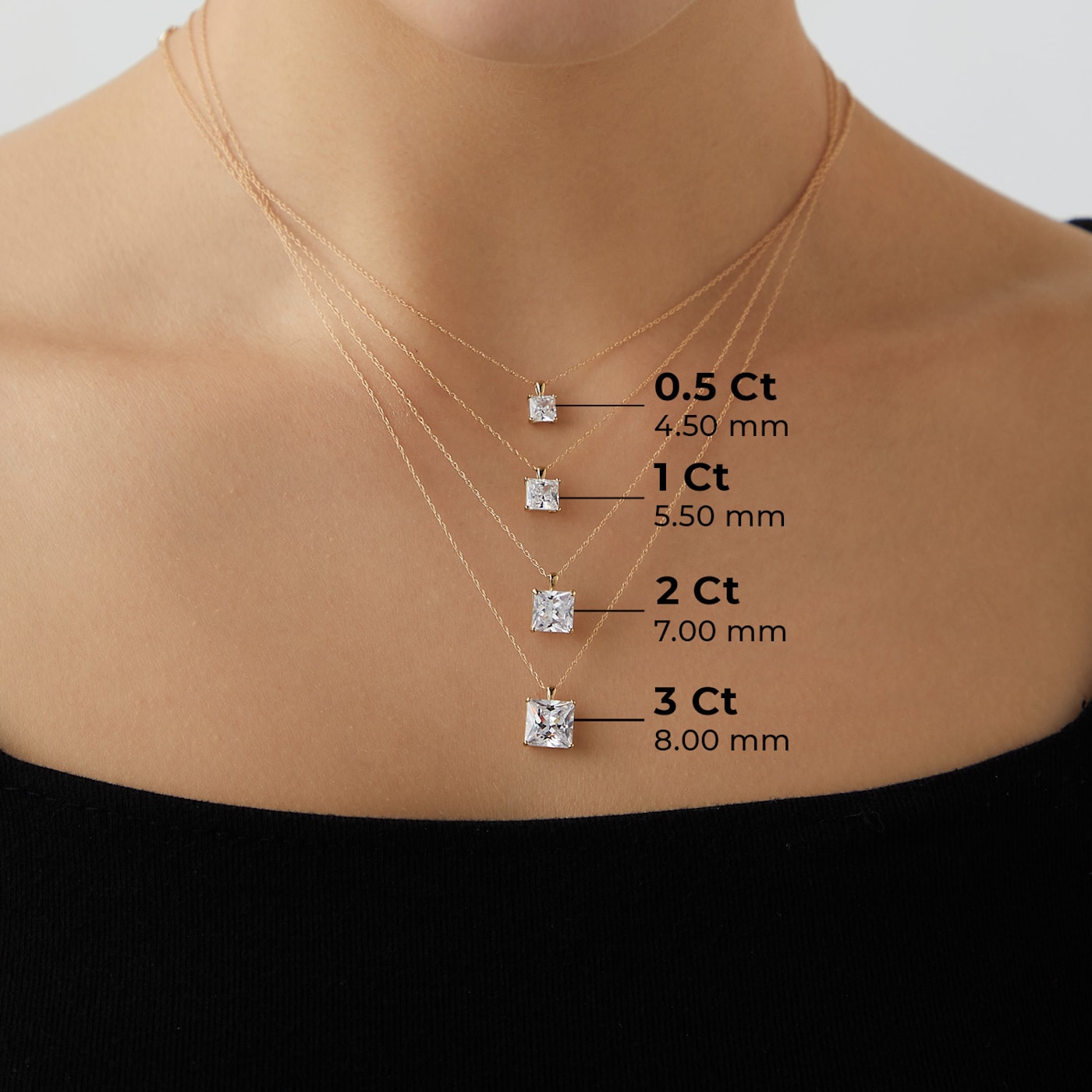 Princess cut pendant necklace online