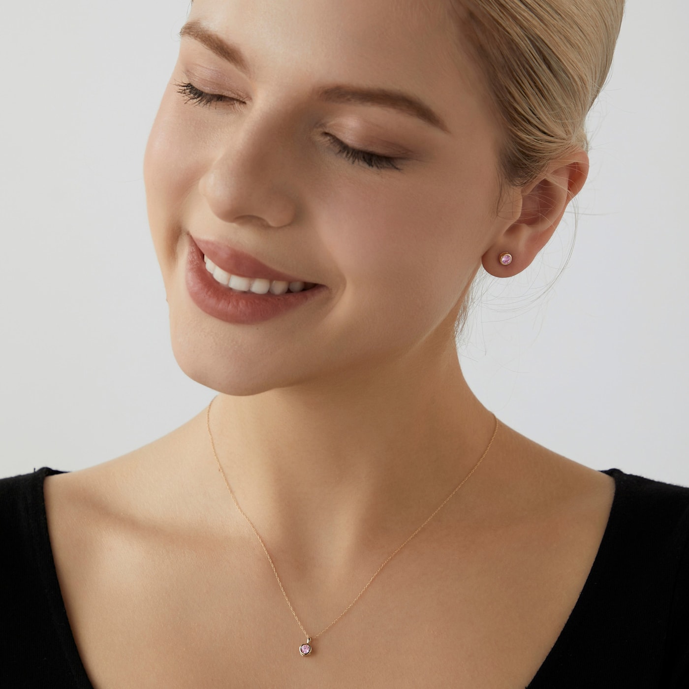 LUXGEM 10K Solid Gold Solitaire October Birthstone Necklace, 0.25 Carat  Gemstone Simulant CZ - 13L5MJ