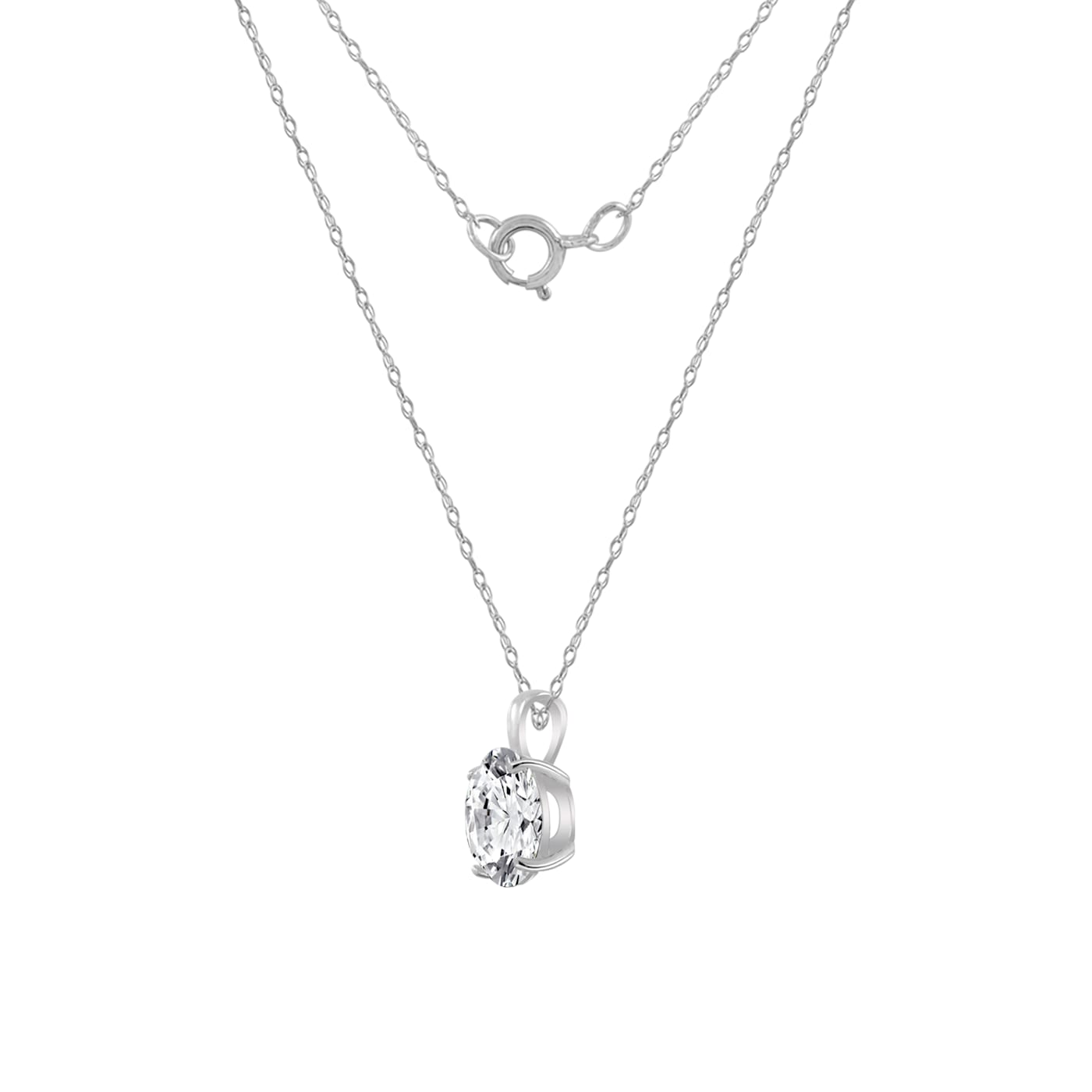 LUXGEM 14K White Gold Round Cut Pendant Necklace | 2 Carat Cubic