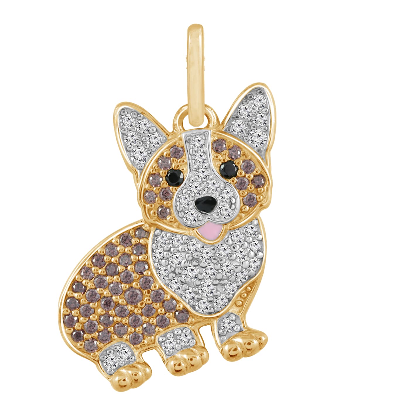 J ADMIRE 14K Yellow Gold Plated Sterling Silver Corgi Puppy Pendant Necklace
