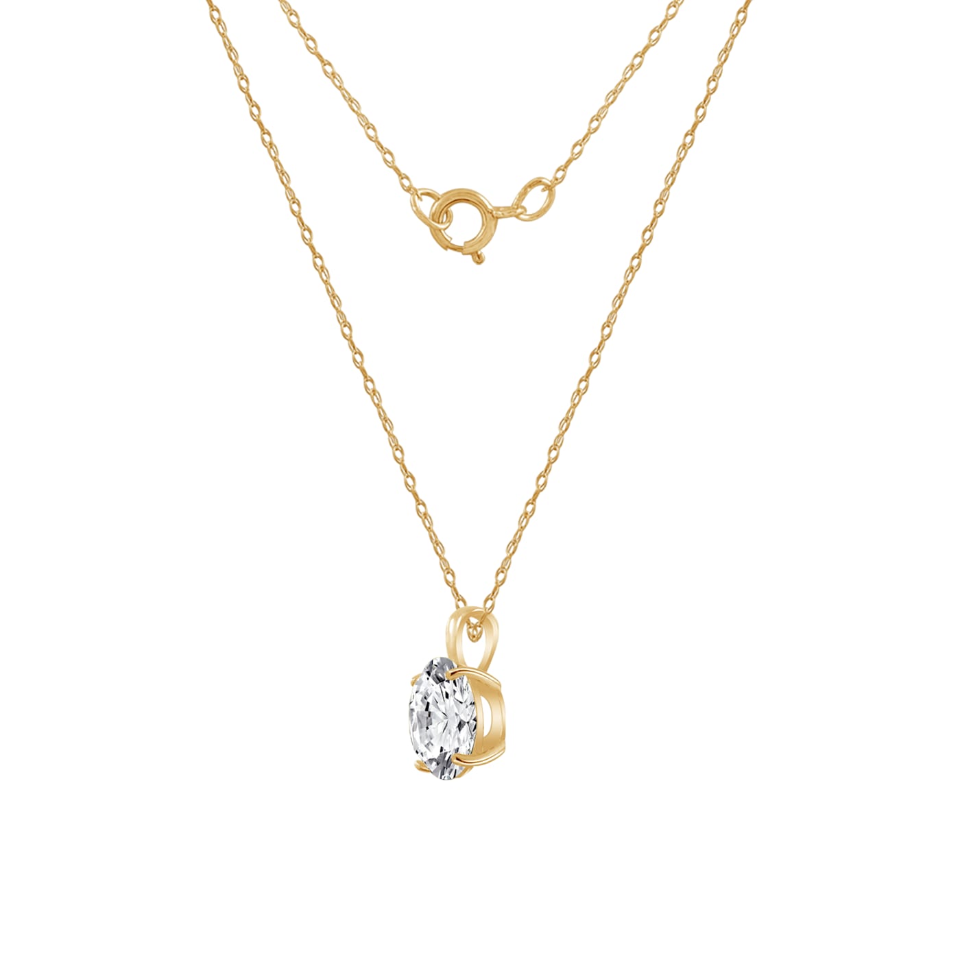 LUXGEM 14K Yellow Gold Round Cut Pendant Necklace | 2 Carat Cubic Zirconia  - 13G0HA