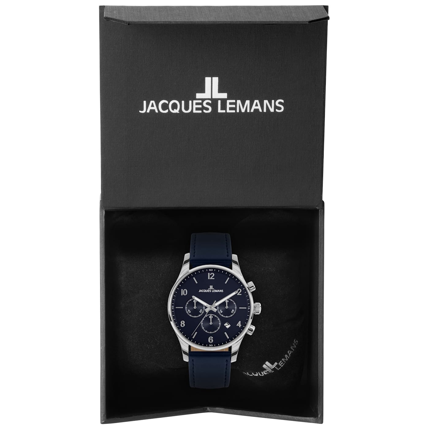 JACQUES LEMANS Classic Men's Watch with Leather Strap, Solid 