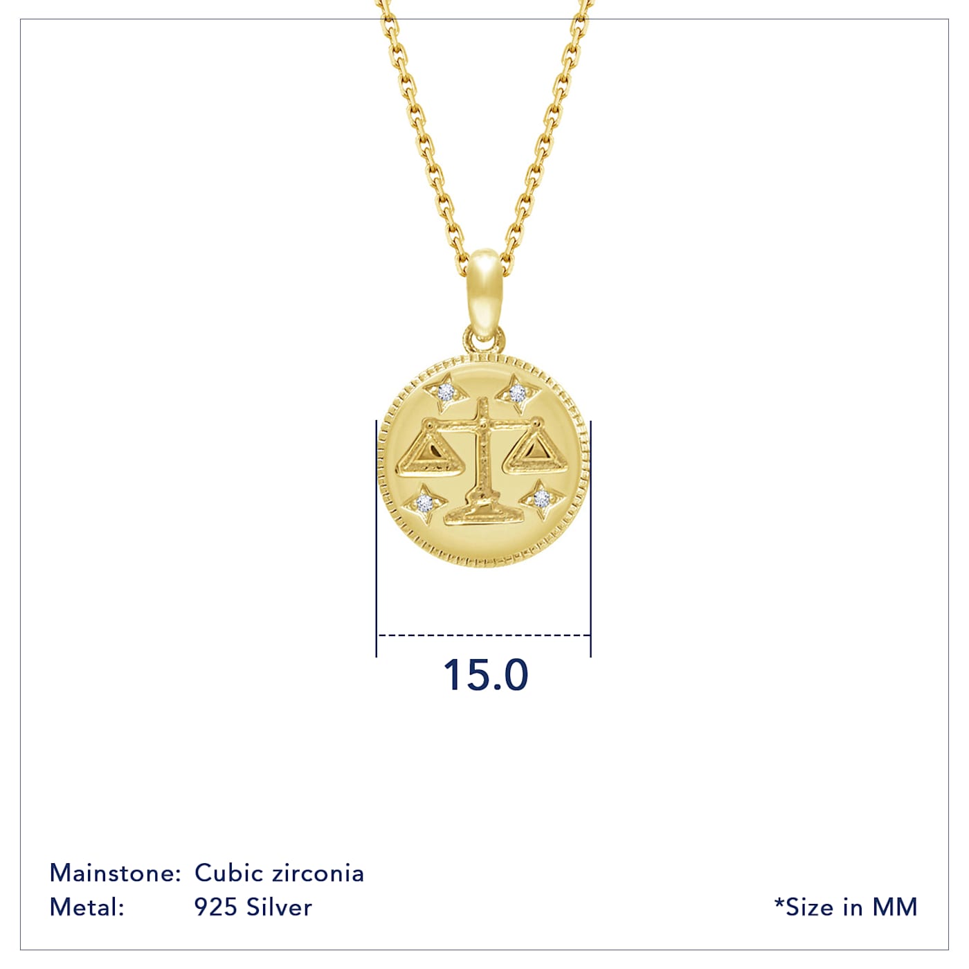 J ADMIRE 14K Yellow Gold Over Sterling Silver Libra Zodiac Stars