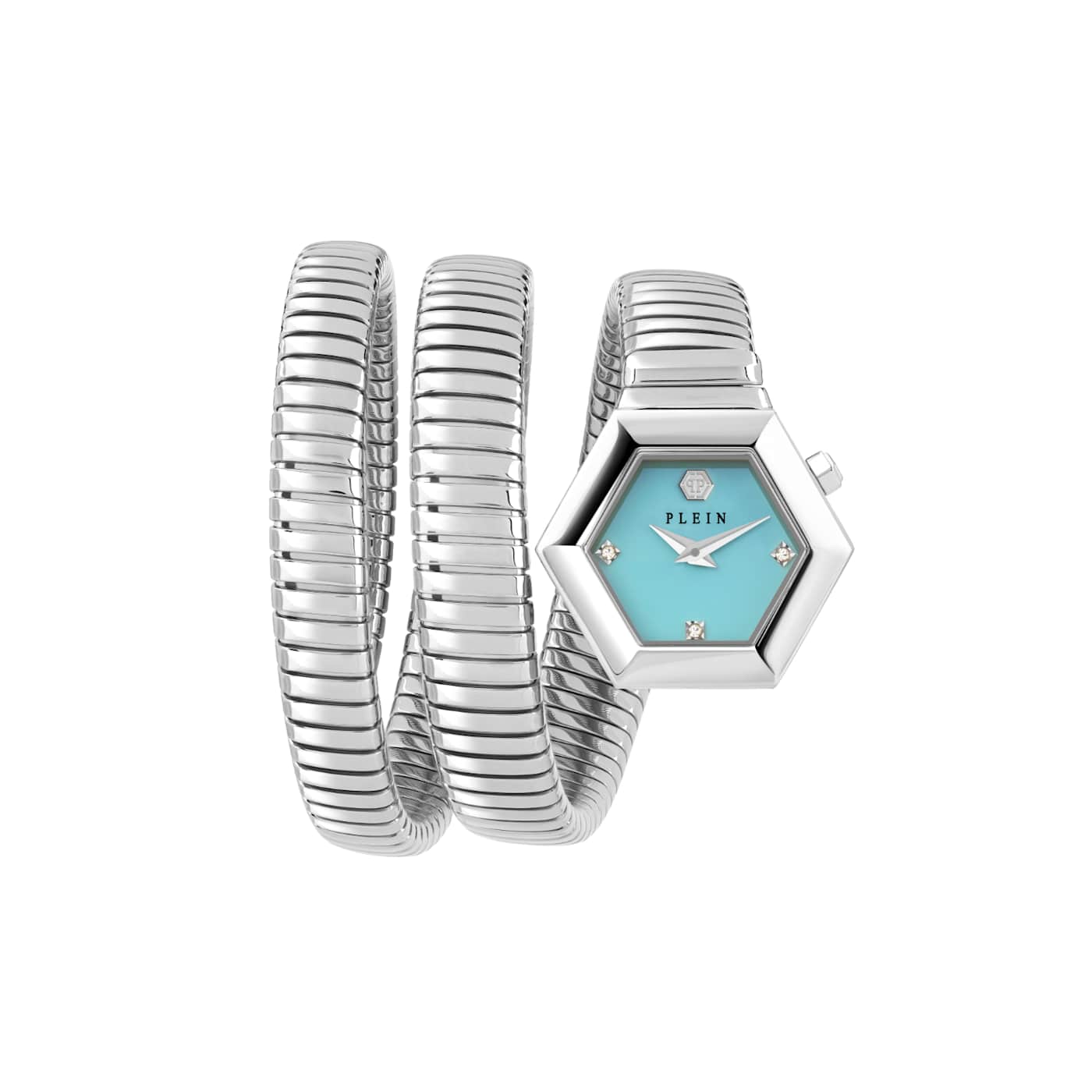 腕時計その他 Philipp Plein $Nake Hexagon Bracelet Watch nake Hexagon Light Blue Dial Stainless Steel Bracelet Watch