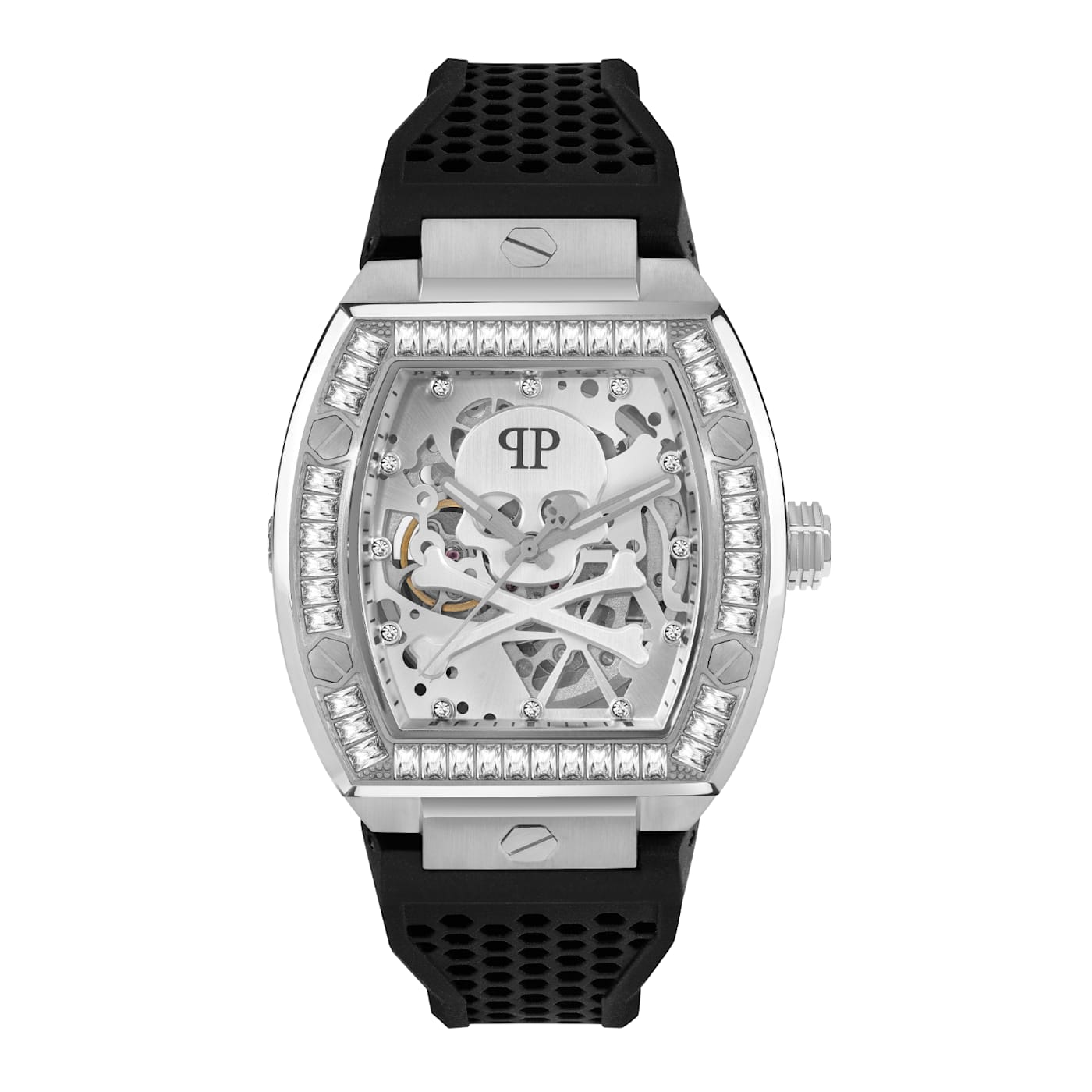 Philipp Plein The $keleton White Dial Black Silicone Strap