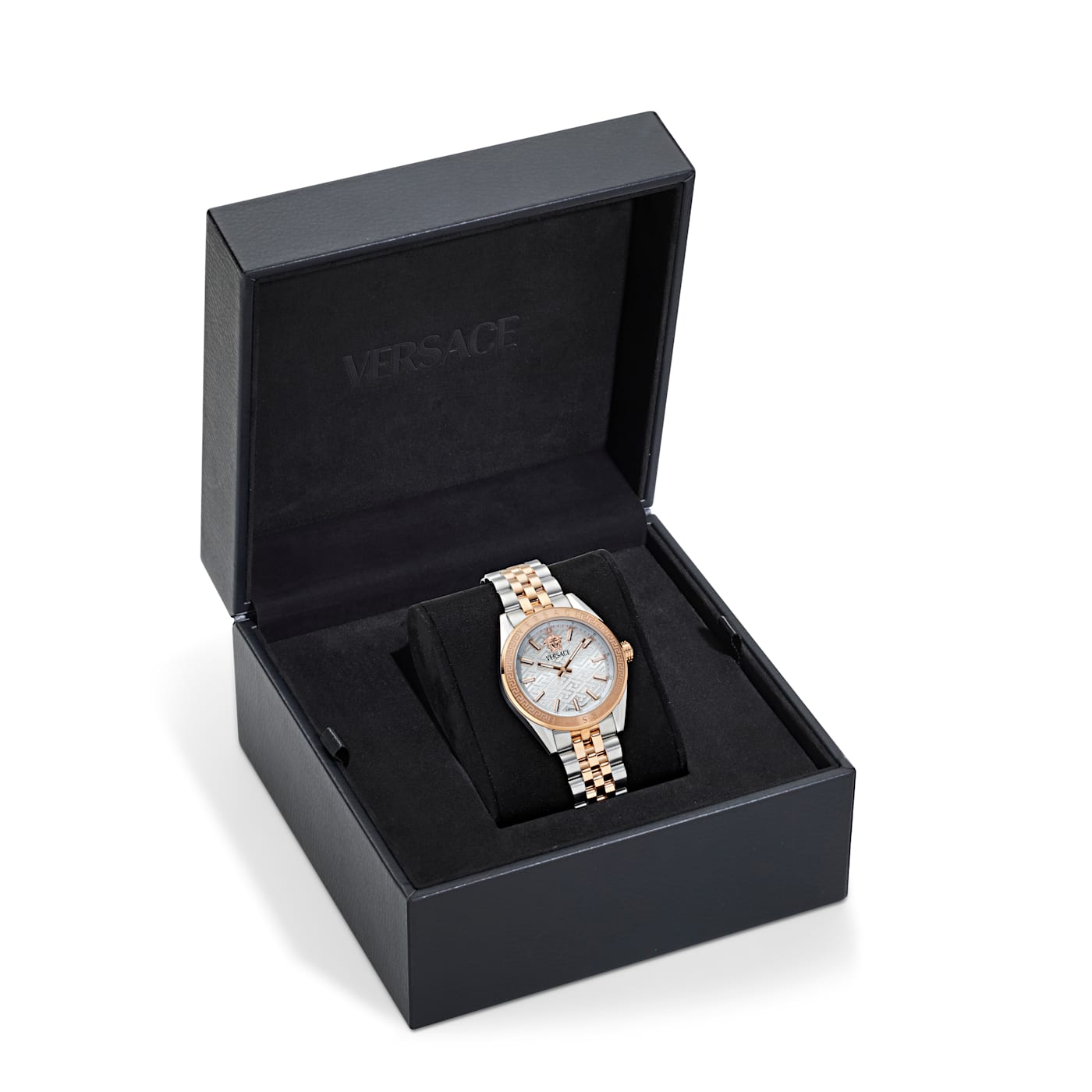 腕時計その他 Versace Two-Tone Bracelet Watch With Silver Guilloche Dial V-Code Womens Watch Two Tone Case Silver Guilloché Dial Two