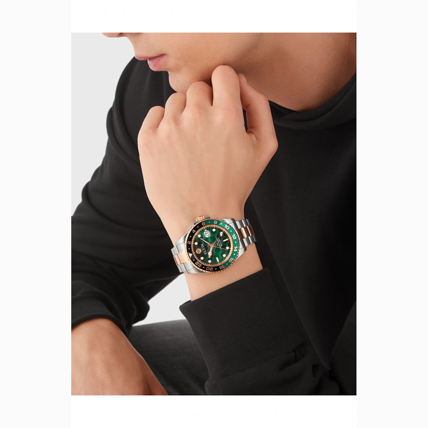 Philipp Plein GMT-I Challenger Green Dial Bi-color Bezel Two-tone