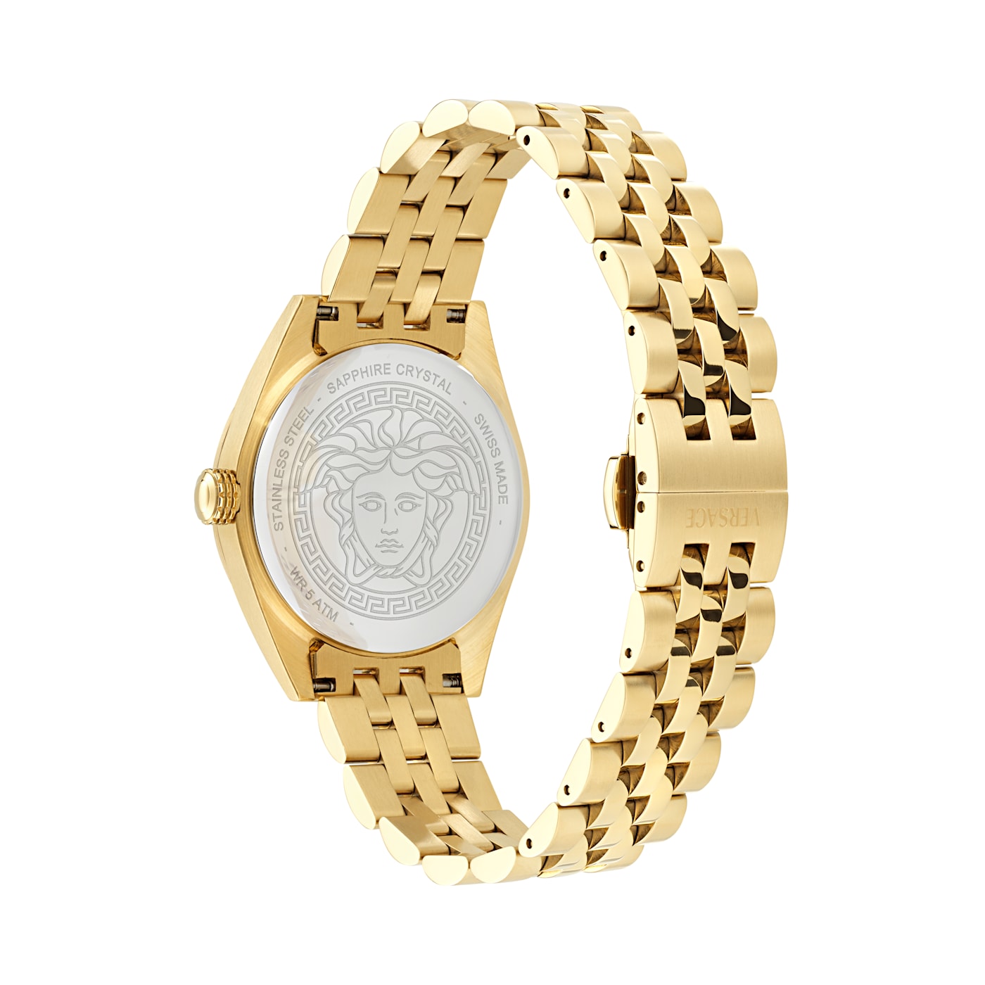 V-Code Womens Watch 36MM IP Yellow Gold Case Black Guilloché