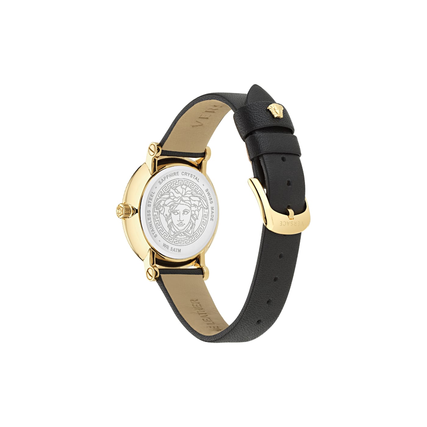 腕時計その他 Versace Greca Flourish Leather Watch Versace Greca Flourish Black Leather Strap Watch - 172ZKA