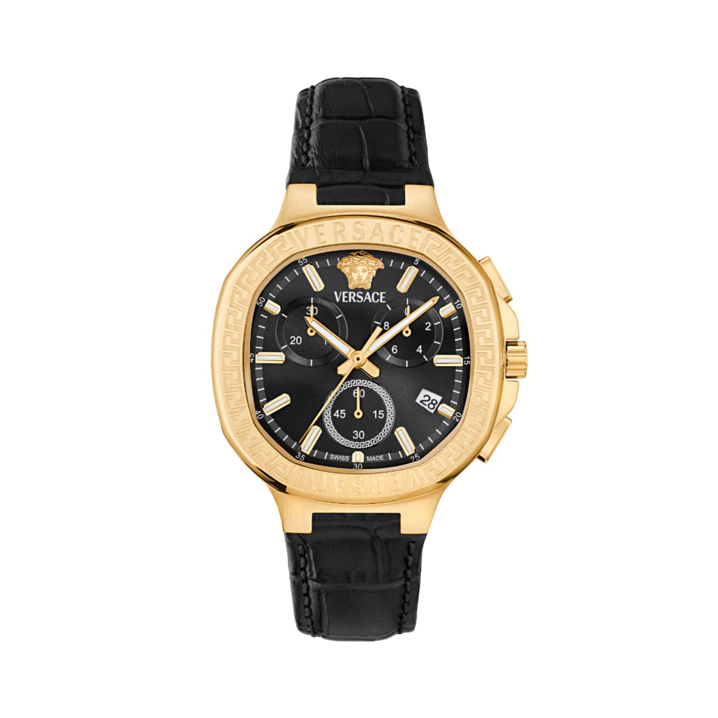 V-Chrono Square Black Dial Leather Strap Watch - 1PZ1PA