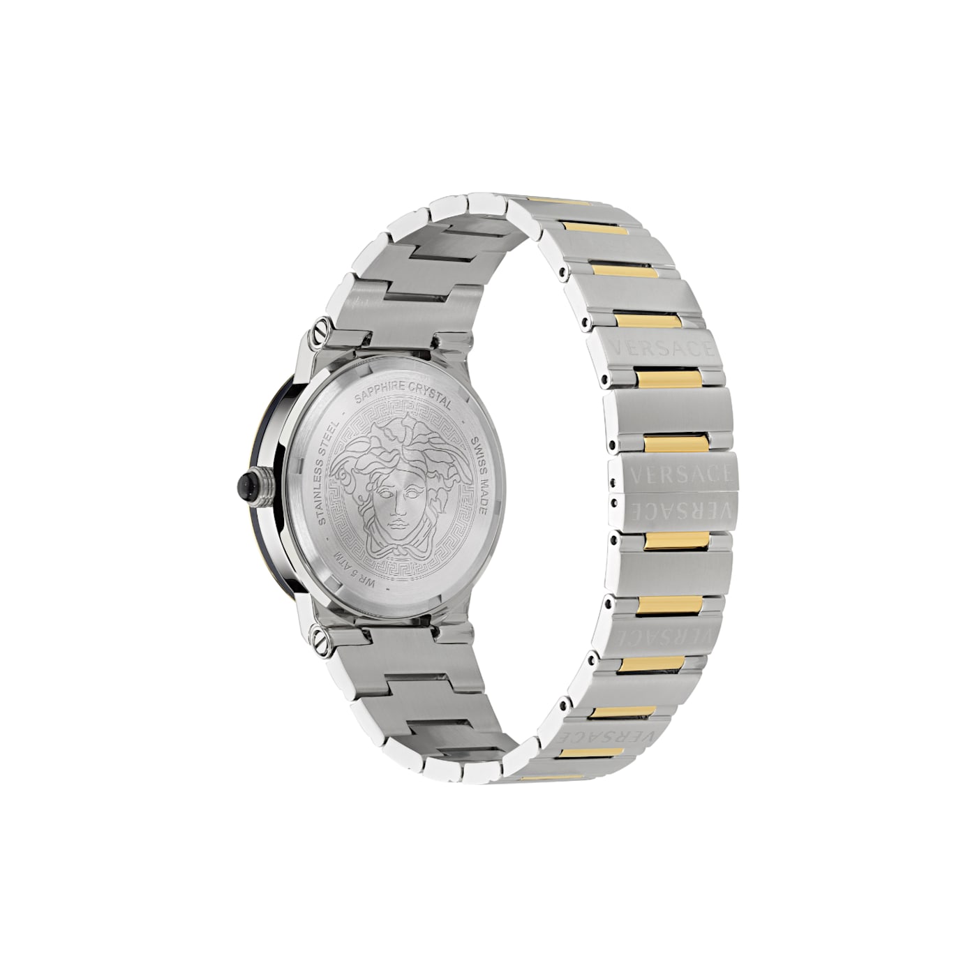 Versace Greca Logo Moonphase Blue Dial Two tone Bracelet Watch