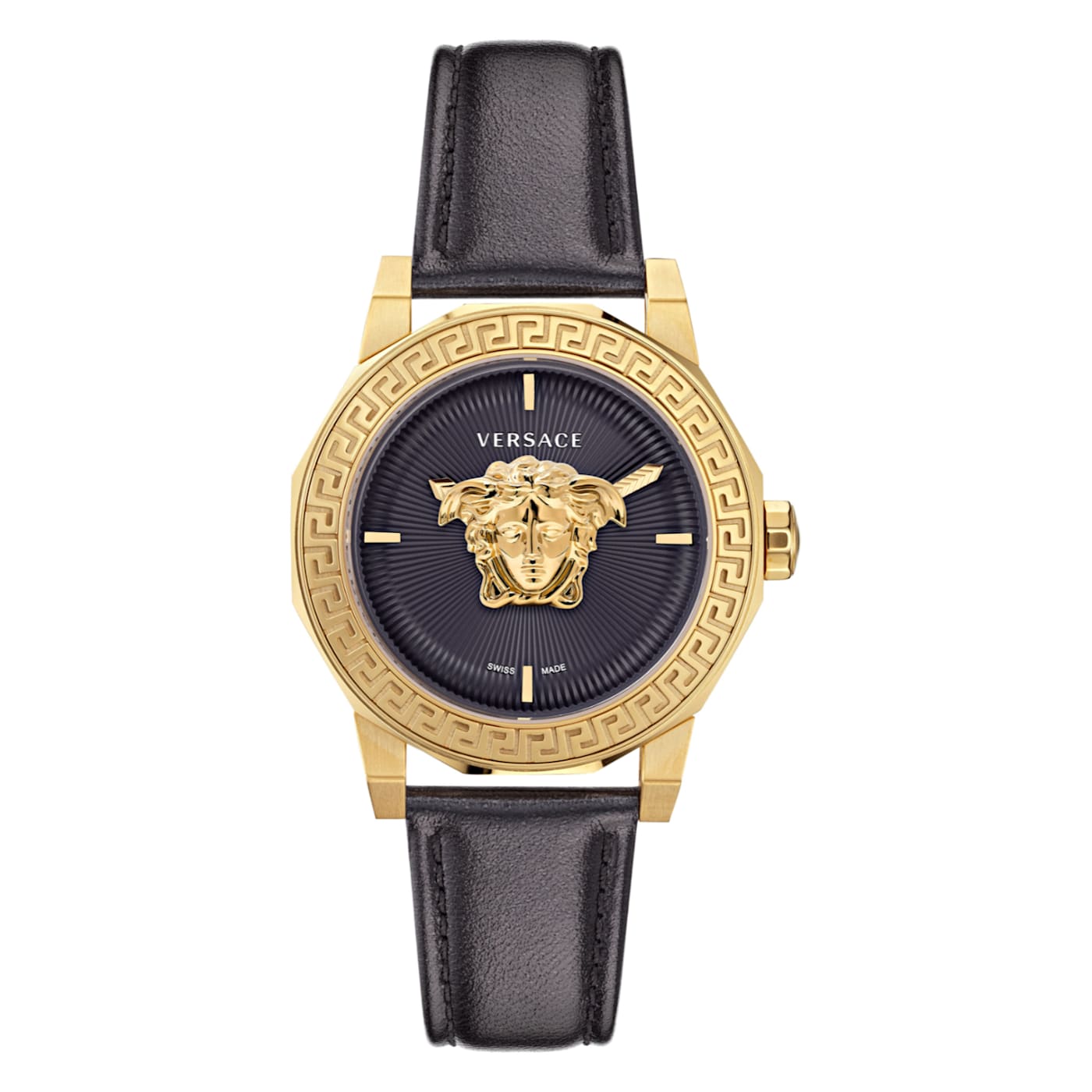 Versace Medusa Deco Black Leather Strap Watch 16RN0B