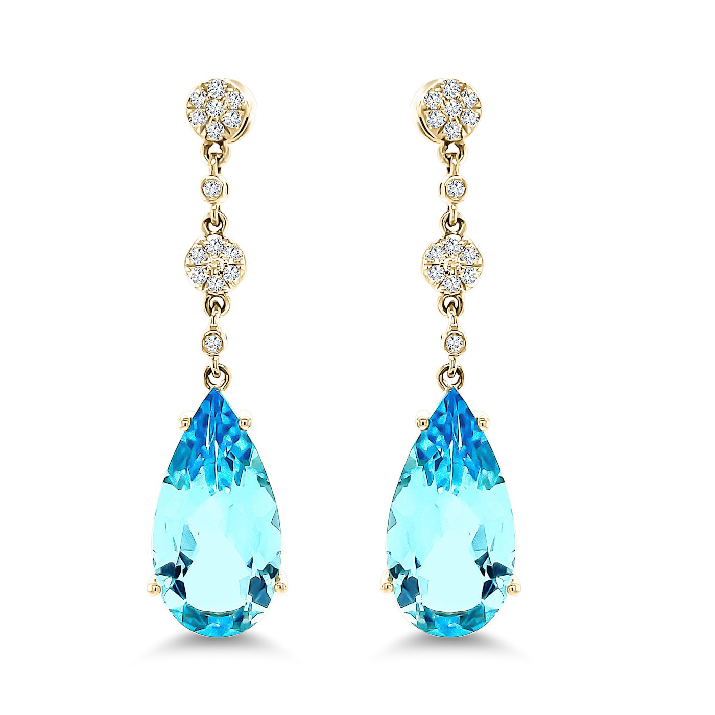 Bright Blue Diamond Earrings - Multicolor Bright Blue Diamond Earrings - Multicolor