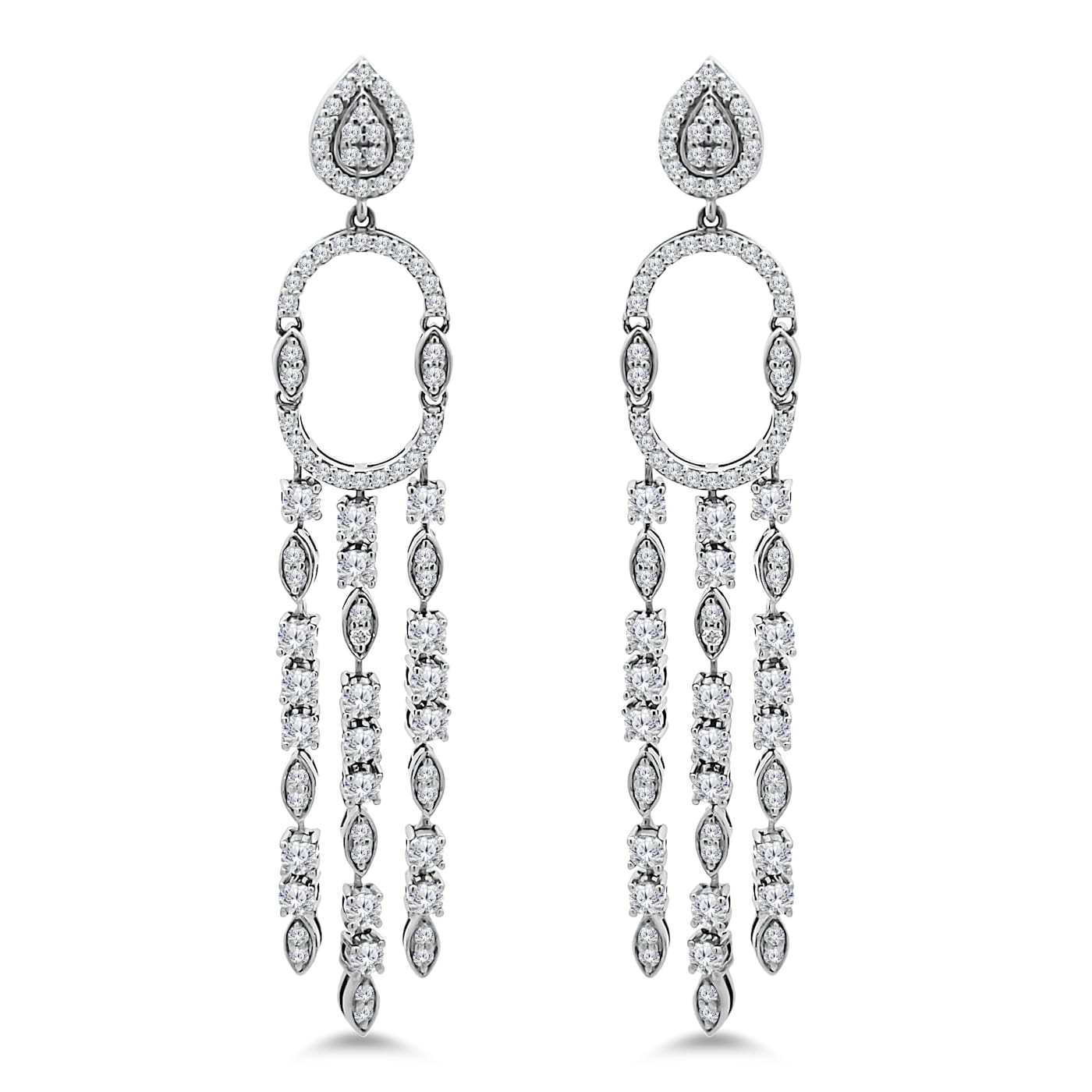 K18 ピアス DIAMOND FRINGE PIERCED EARRING Crystal Fringe Earrings, Formal Jewelry, Zirconia Crystal