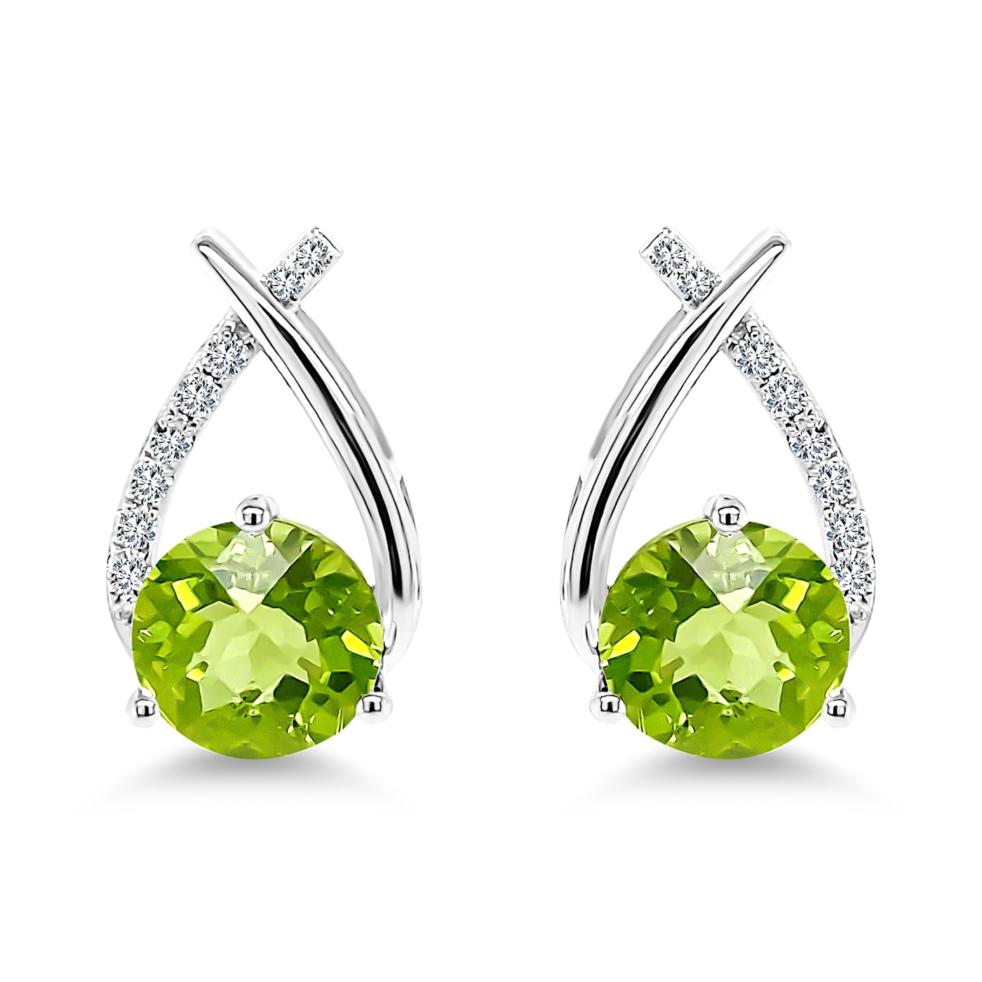 18K White Gold Peridot Earrings 15B7KE