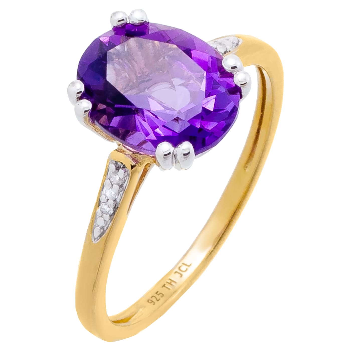 2.58 cttw Amethyst Gemstone Two Tone Ring, 14k Gold Plated on