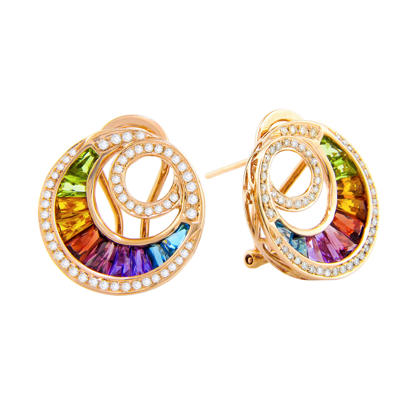 Multi coloured gold earrings 2025