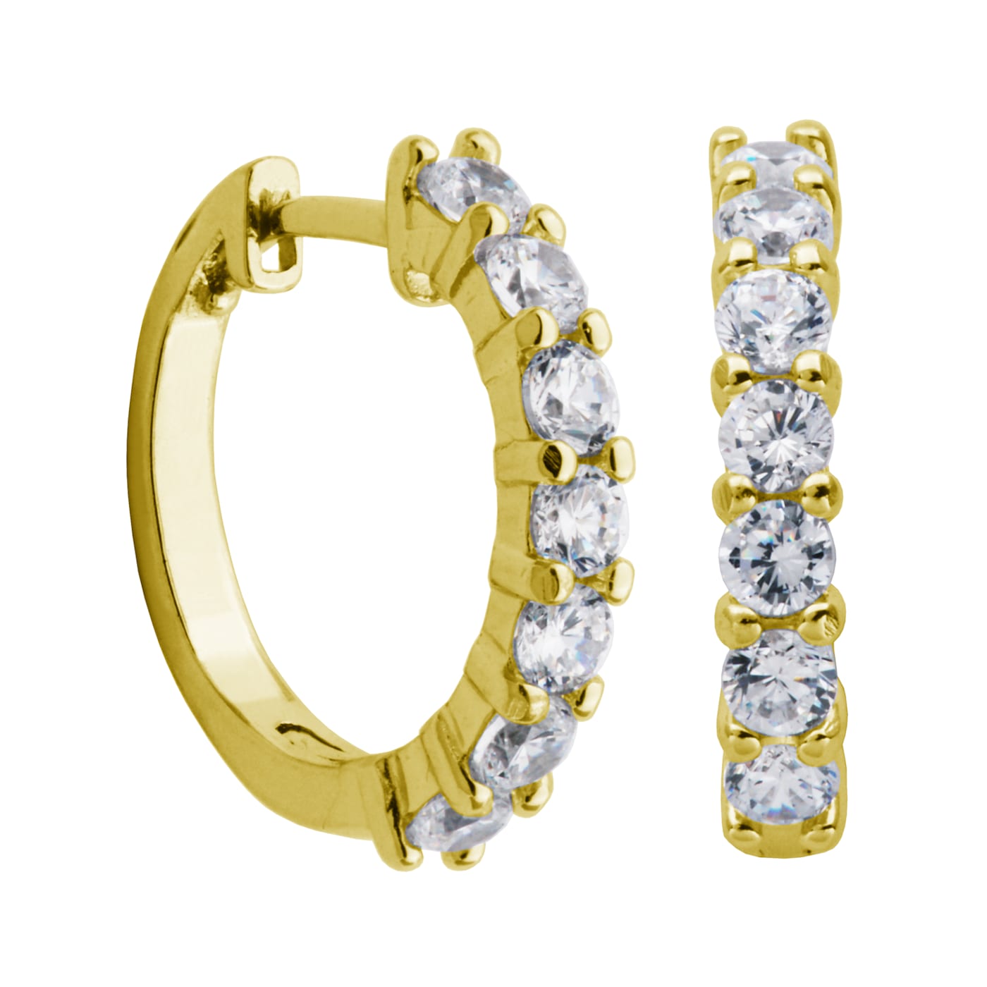 Sterling Silver Cubic Zirconia Classic Hoop Earrings - 12LJ2A