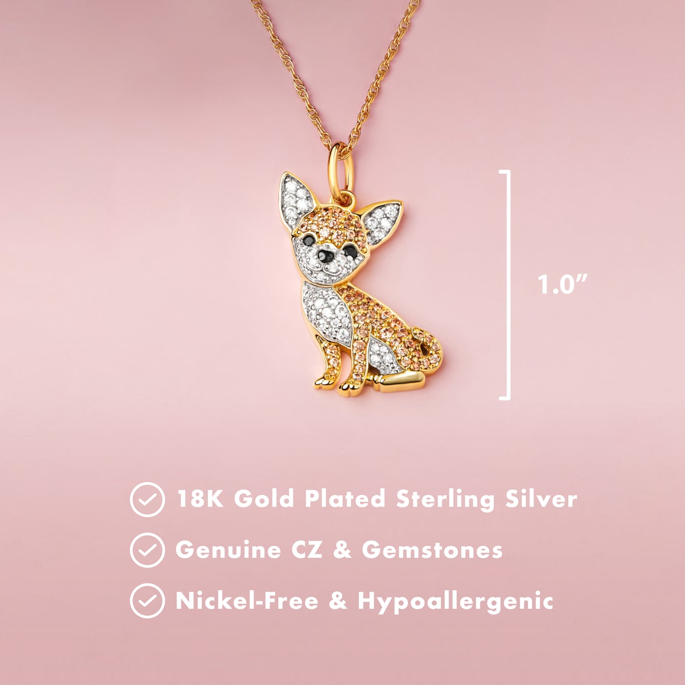 Gold Plated Chihuahua Necklace Kate Spade 18K Two-tone Gold Over - Main Image