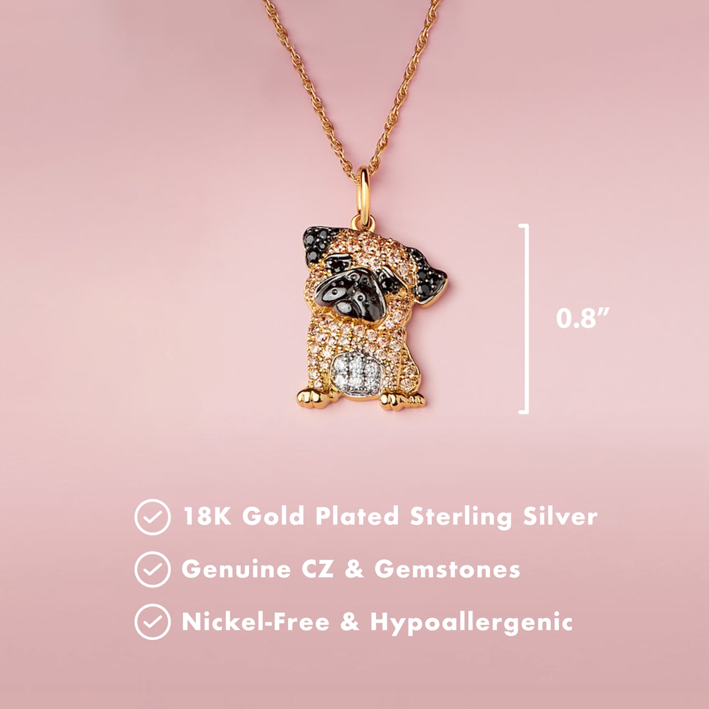 Sterling silver pug necklace hot sale