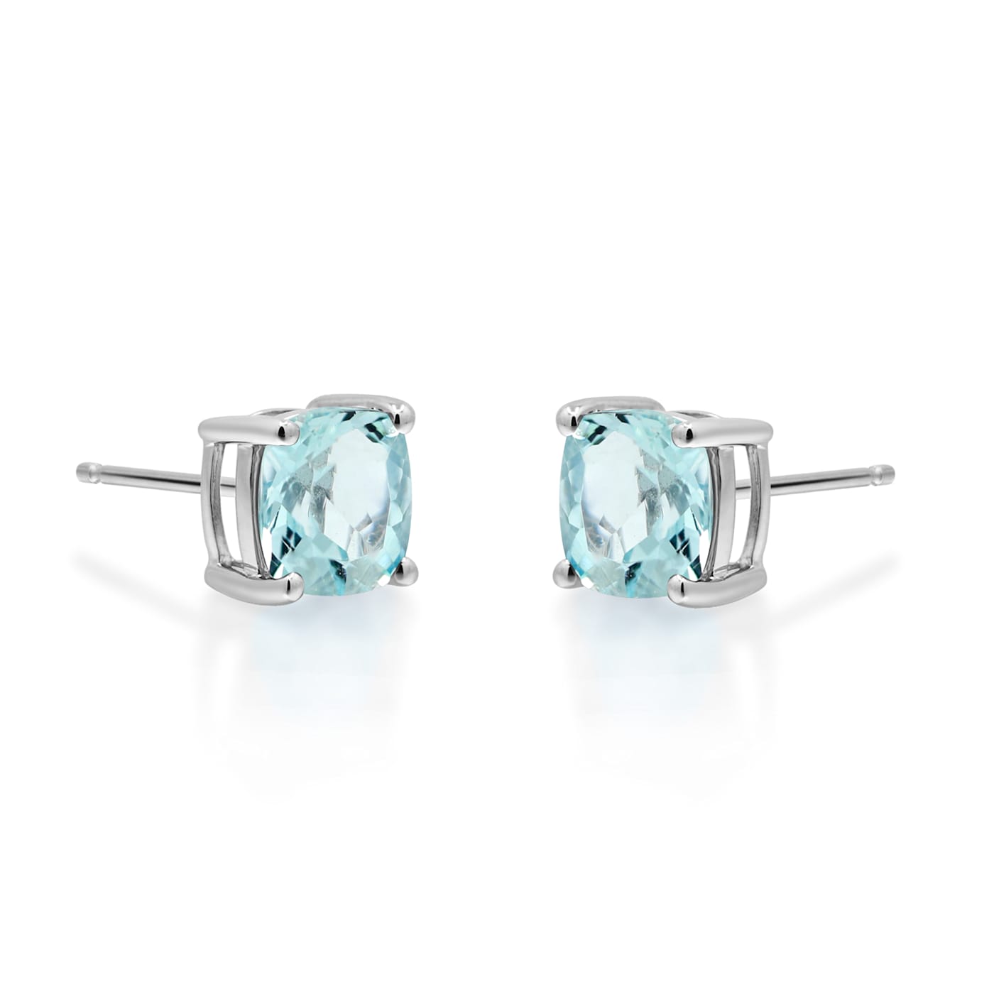 Gin & Grace 14K White Gold Aquamarine Stud Earring - 14PZQA
