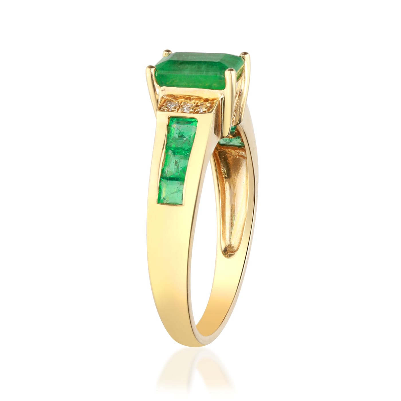 新作グッ & Gin Grace 119R3A - Ring Diamond with Emerald Gold Yellow 10K その他