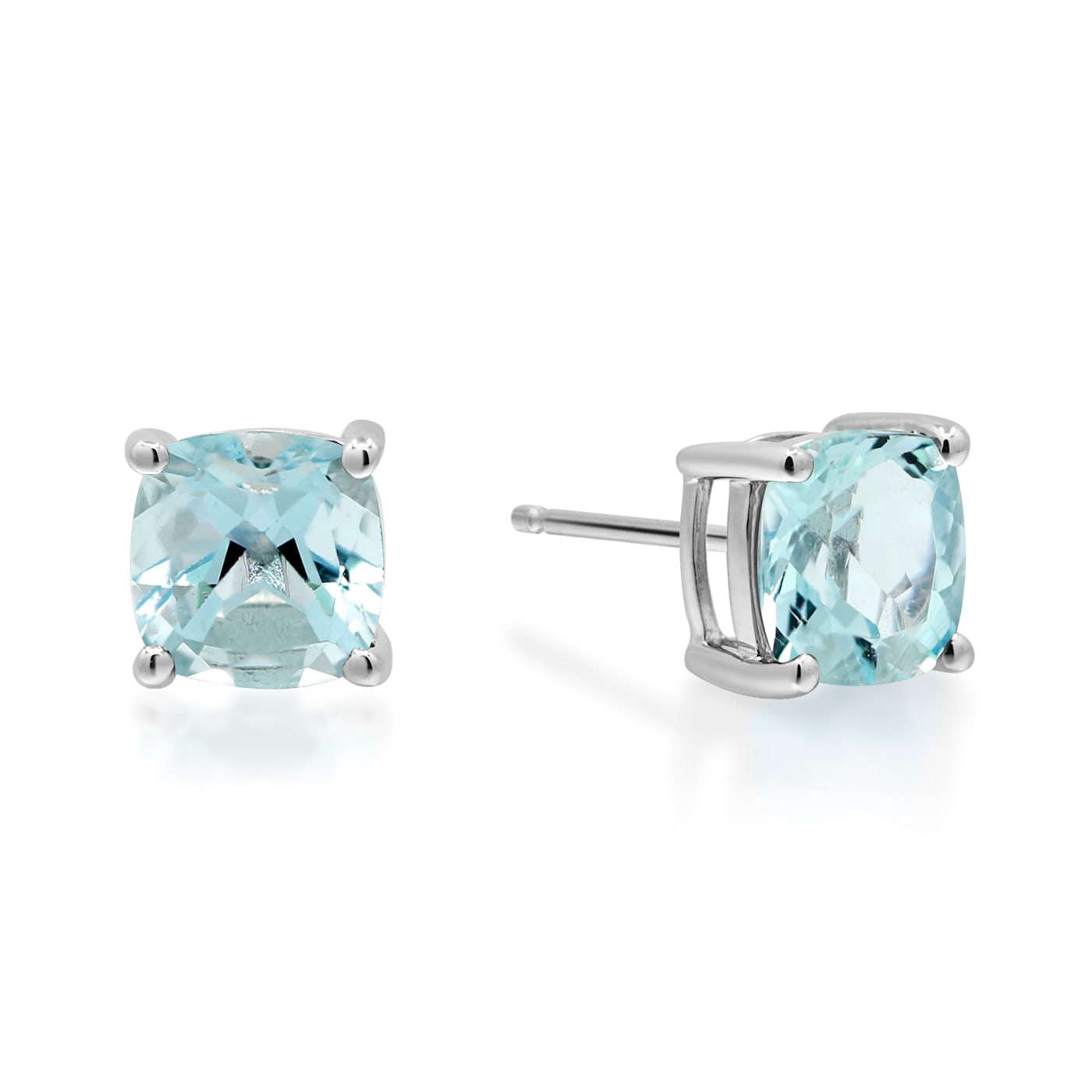 Gin & Grace 14K White Gold Aquamarine Stud Earring - 14PZQA