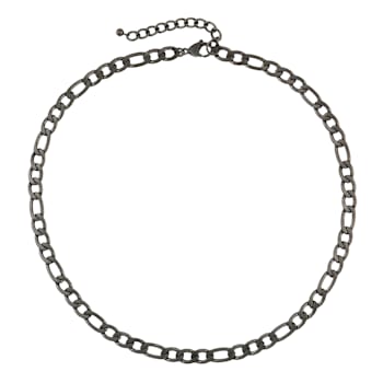Bradley Gunmetal Figaro Link Hypoallergenic Steel Necklace