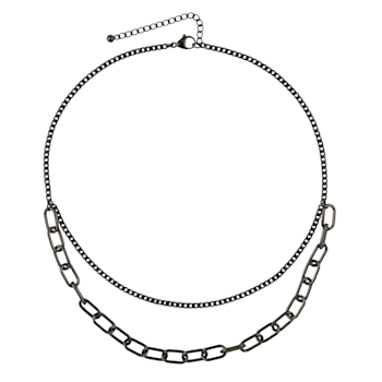 REBL ROXY Gunmetal Double Chain Necklace