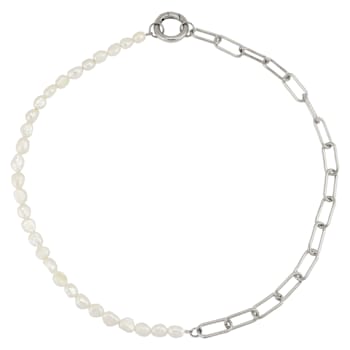 REBL Ronnie Hypoallergenic Steel Half Chain and Pearl Necklace