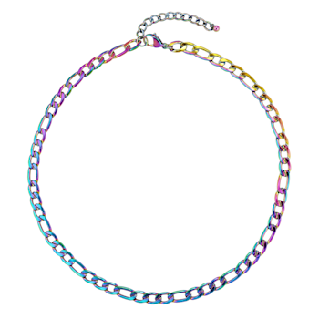 Bradley Rainbow Figaro Link Hypoallergenic Steel Necklace